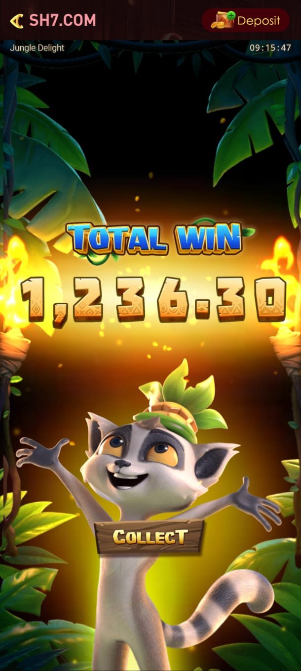 21 Game Total Win game screen with jungle-themed character